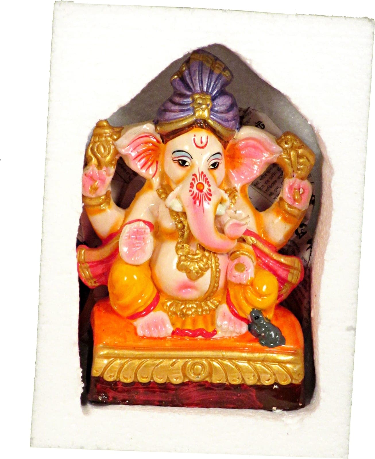 Suninow Eco Friendly Clay Ganesh Idol for Ganesh Chaturthi – 8.7 Inch (9cm Deep)