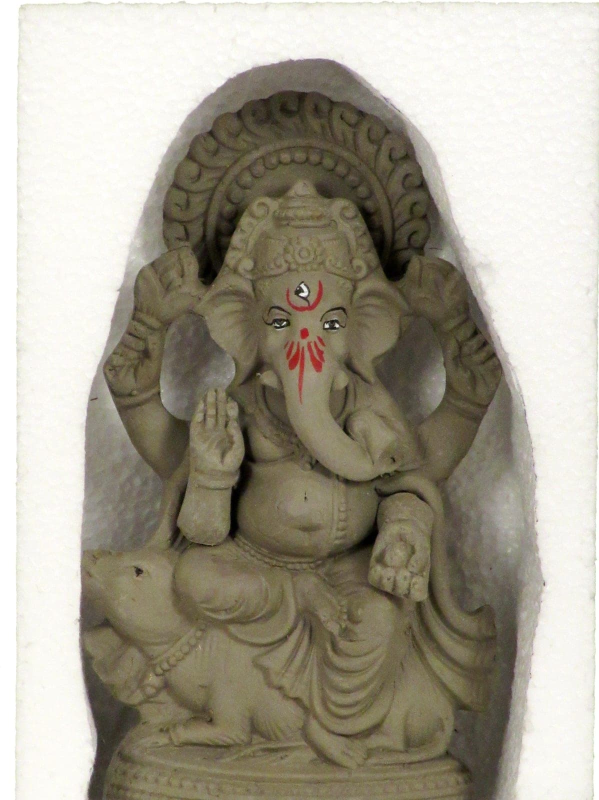 Suninow Eco Friendly Clay Ganesh Idol for Ganesh Chaturthi – 7.5 Inch (6cm Deep)