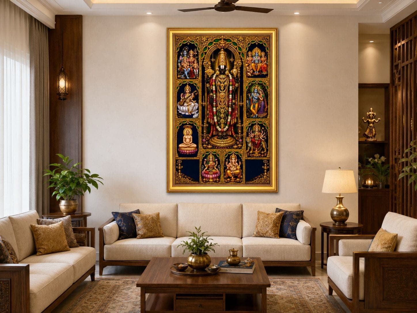 Tirupati Balaji Venkateswara Sarva Dev Darshan Religious Wall Art — 60x30 cm
