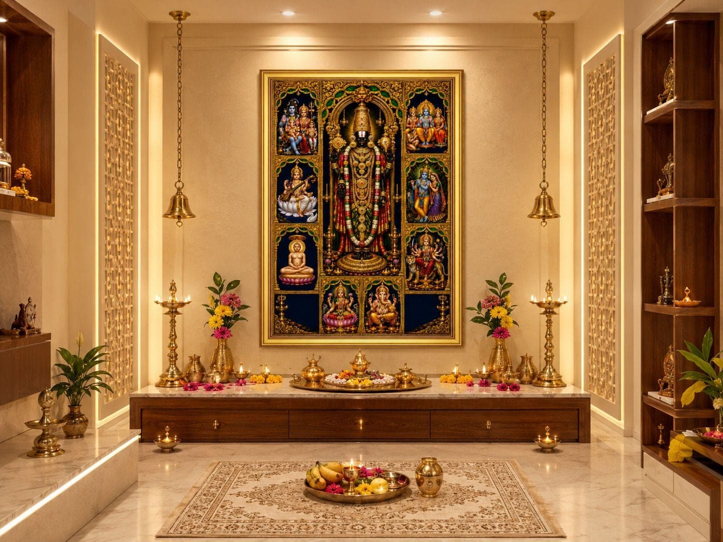 Tirupati Balaji Venkateswara Sarva Dev Darshan Religious Wall Art — 60x30 cm