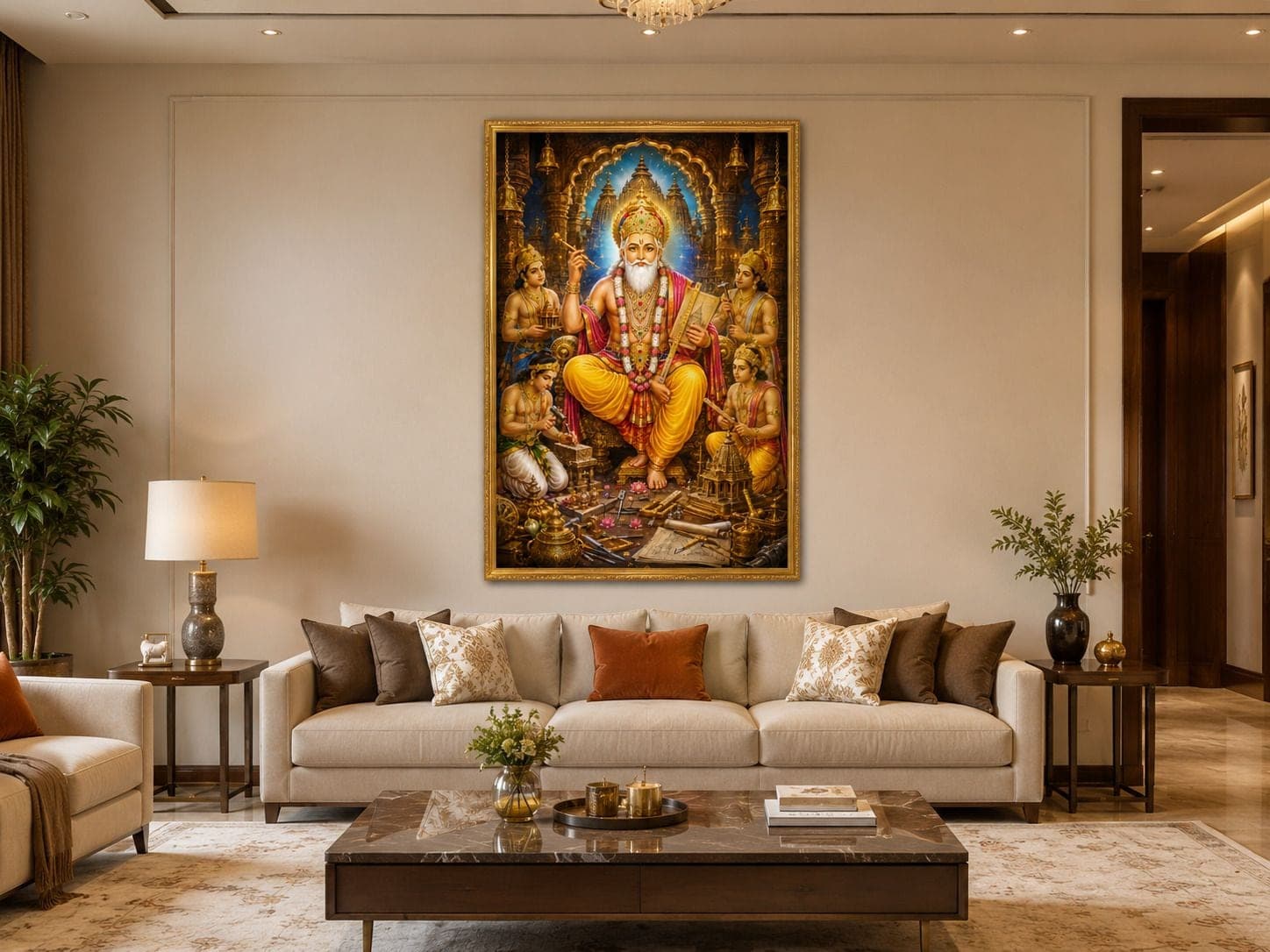 Lord Vishwakarma Bhagwan Photo Frame for Home, Office and Factory — 22x17 cm