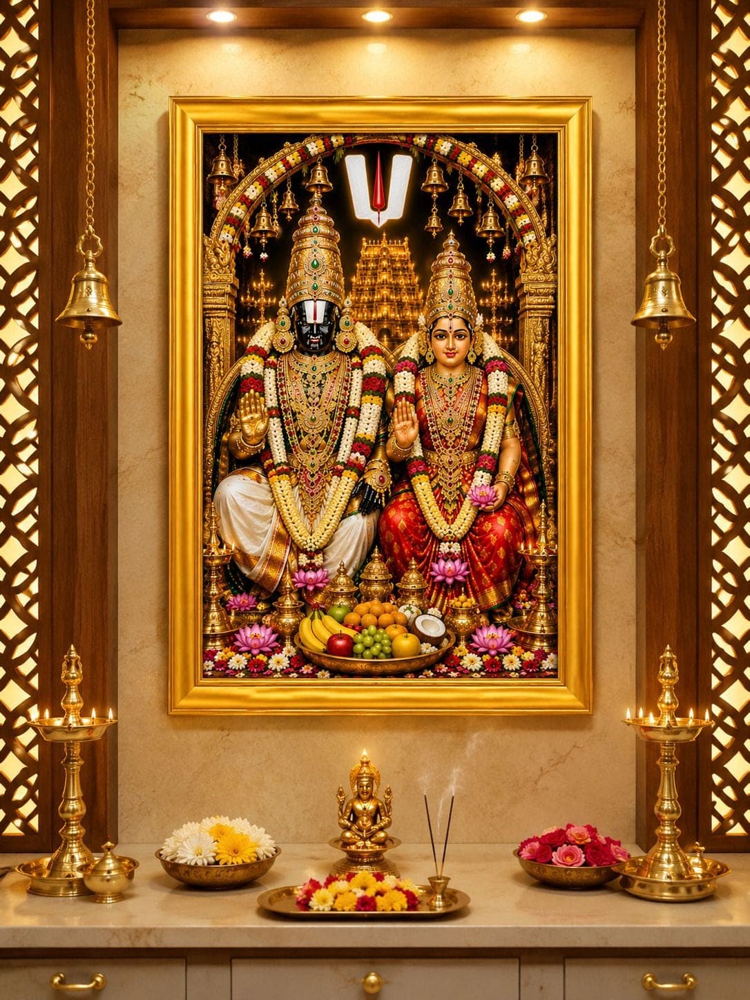 Tirupati Balaji Padmavathi Devi Religious Photo Frame — 33x24 cm