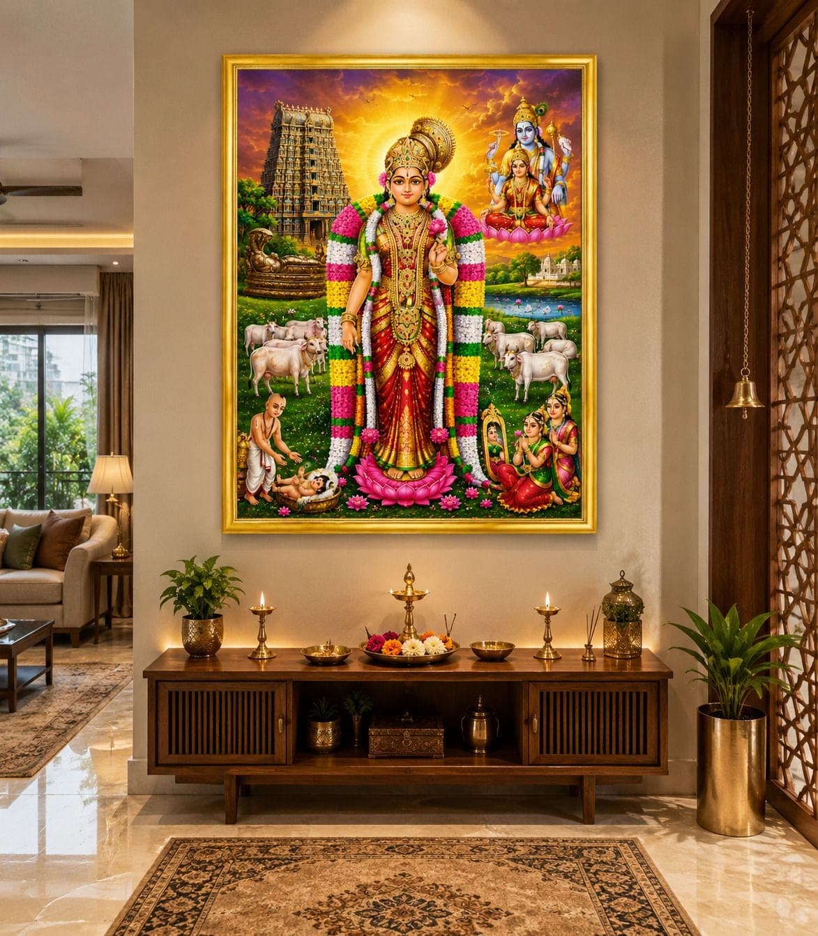 Andal Devi Goda Devi Photo Frame for Pooja Room — 24x19 cm