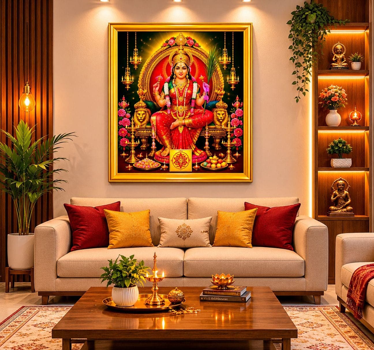Lalita Tripura Sundari Maa Black Frame — 24x19 cm