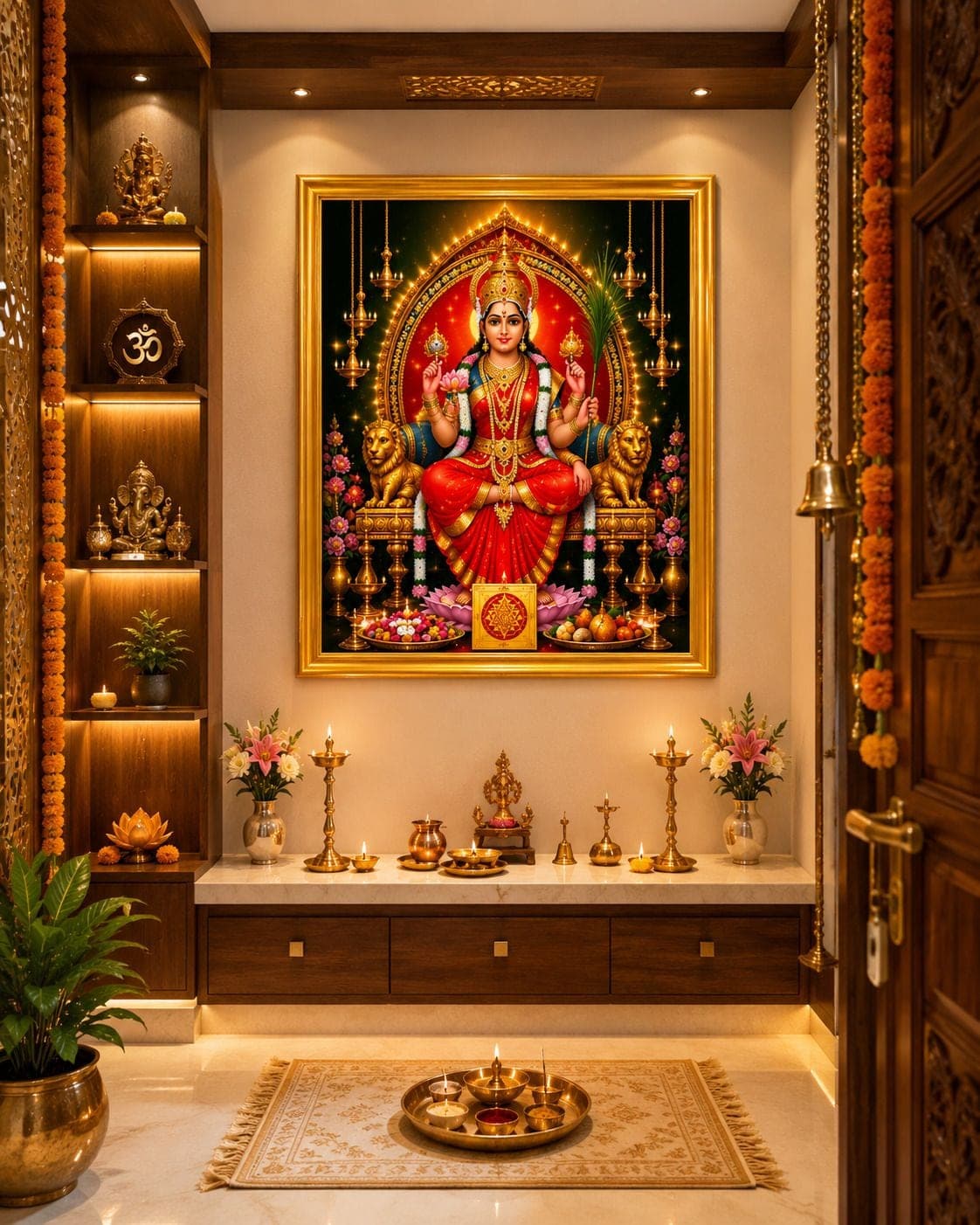 Lalita Tripura Sundari Maa Black Frame — 24x19 cm