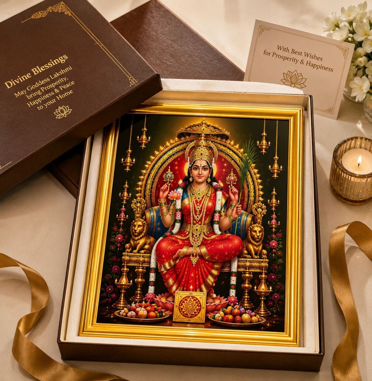 Lalita Tripura Sundari Maa Black Frame — 24x19 cm