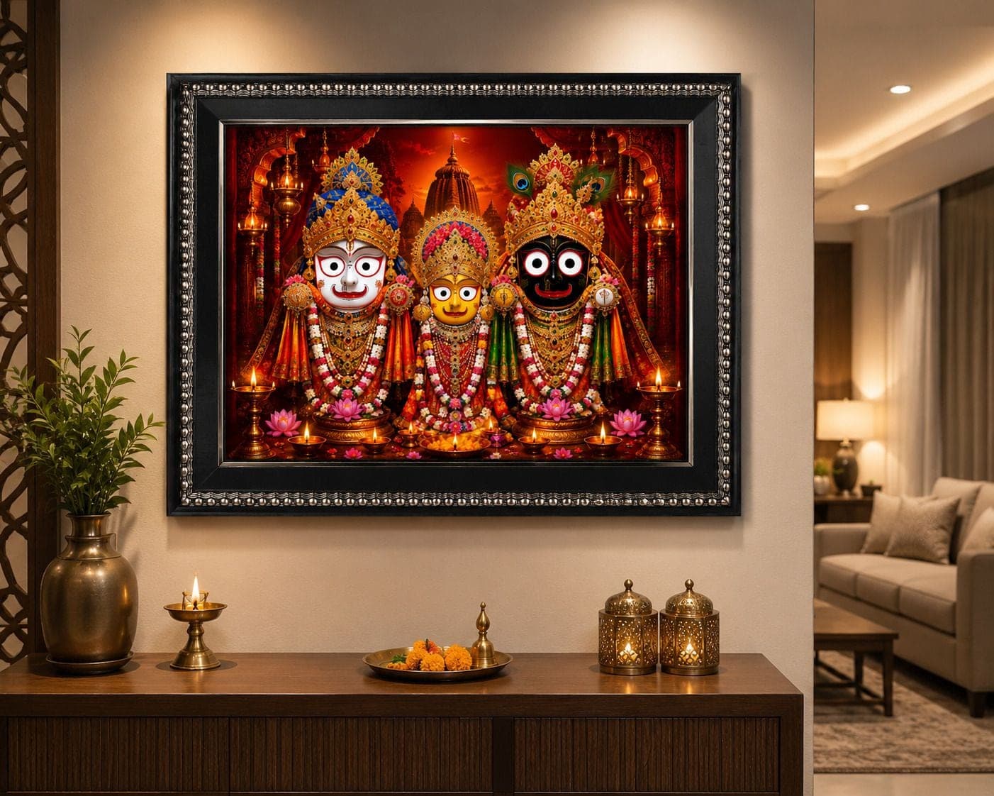 Jagannath Balabhadra Subhadra Wall Photo Frame — 24x19 cm
