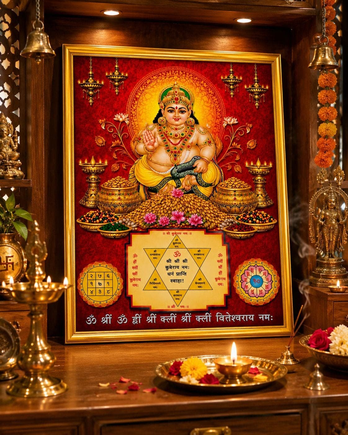 Lord Kuber Yantra Wall Photo Frame — 24x19 cm