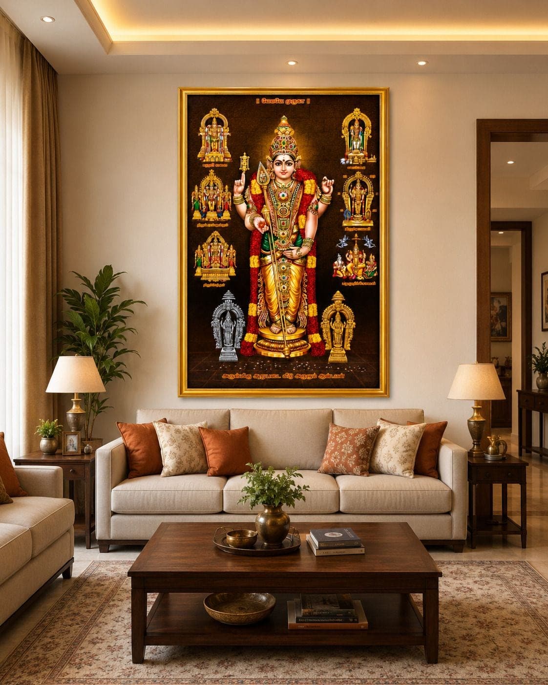 Lord Murugan / Kartikeya Swami Arupadai Veedu Religious Photo Frame — 24x19 cm (2)