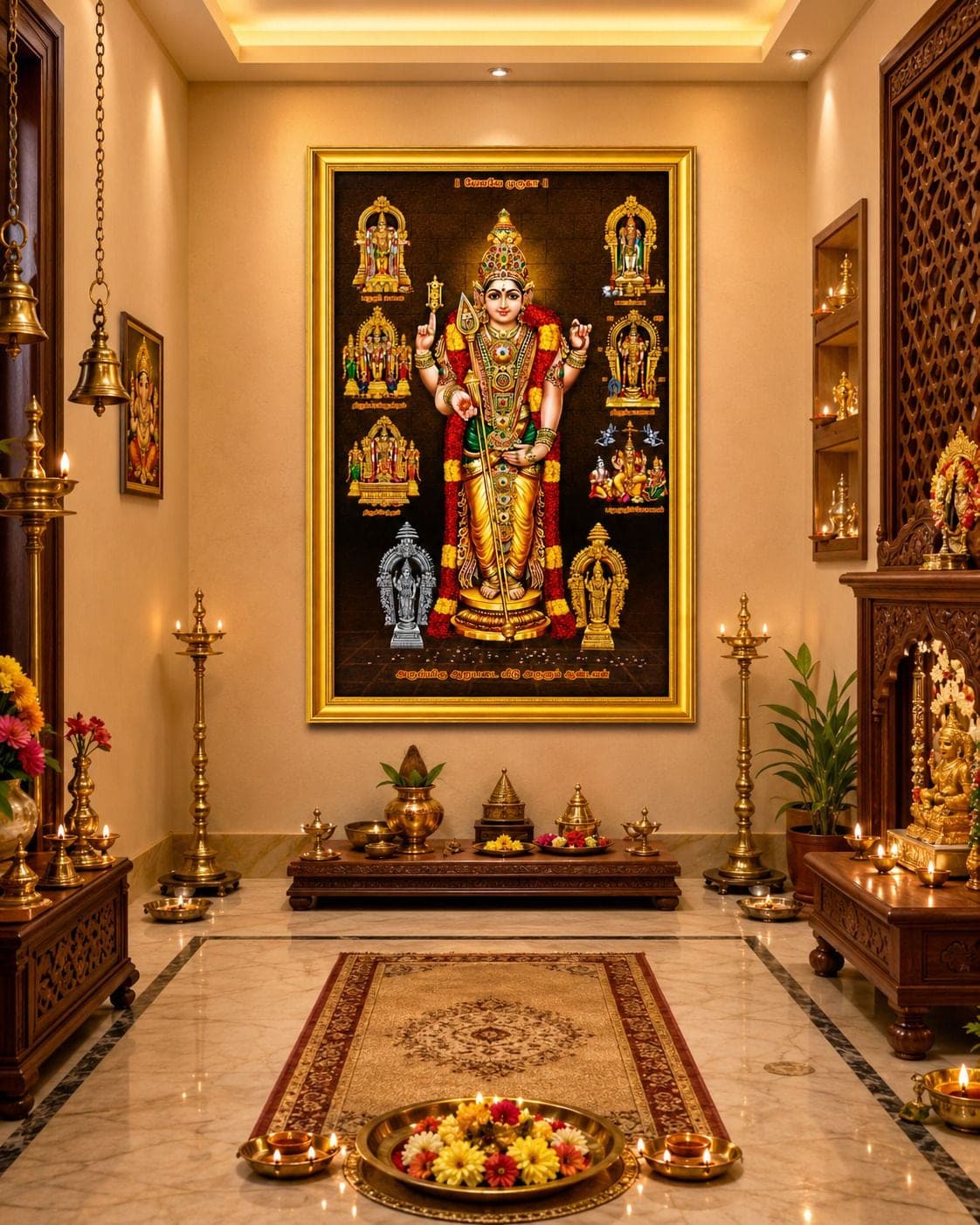 Lord Murugan / Kartikeya Swami Arupadai Veedu Religious Photo Frame — 24x19 cm (2)