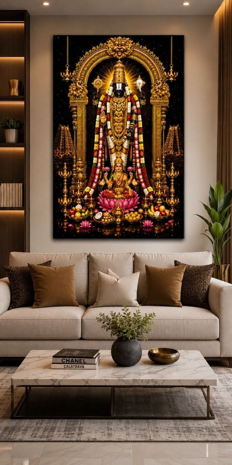 Metal Tirupati Balaji Lord Venkateswara Religious Frame (12x24 Inch) — 60x30 cm