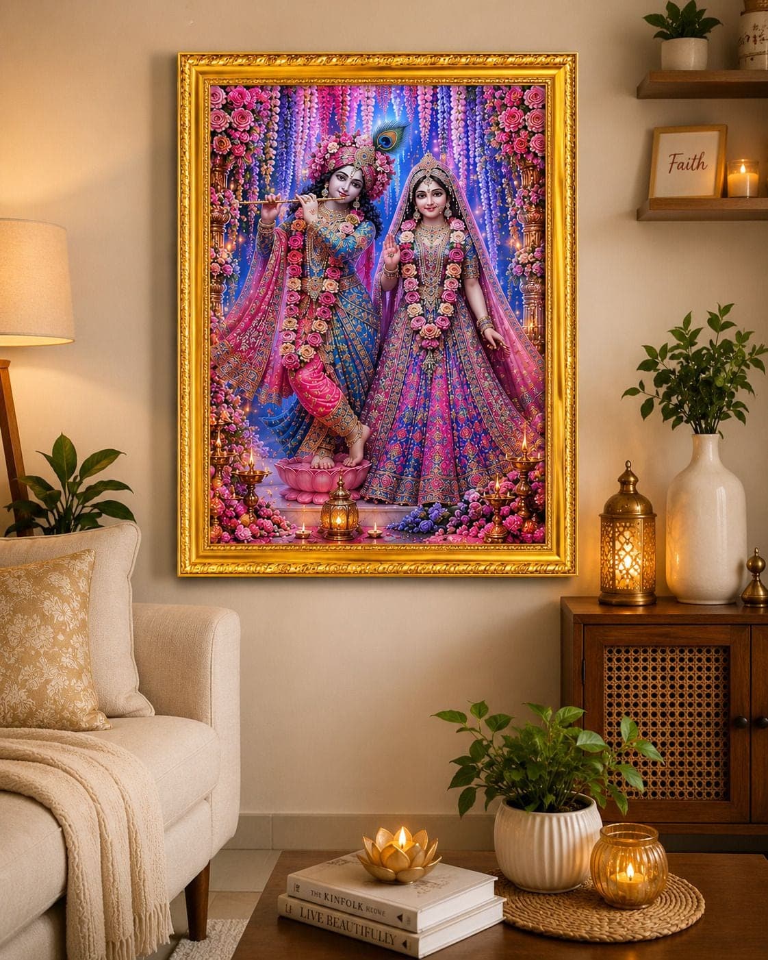 Radha Krishna MDF Sublimation Photo Frame for Wall Decoration — 24x19 cm