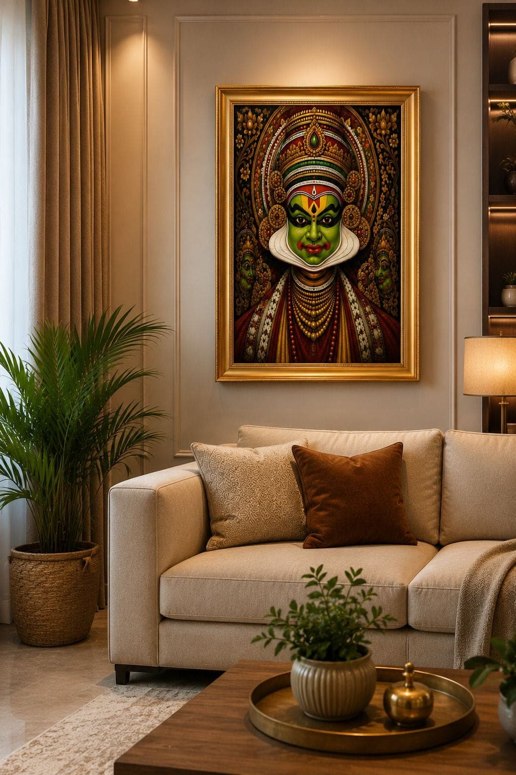 Kathakali Wall Painting with Golden Frame — 24x19 cm