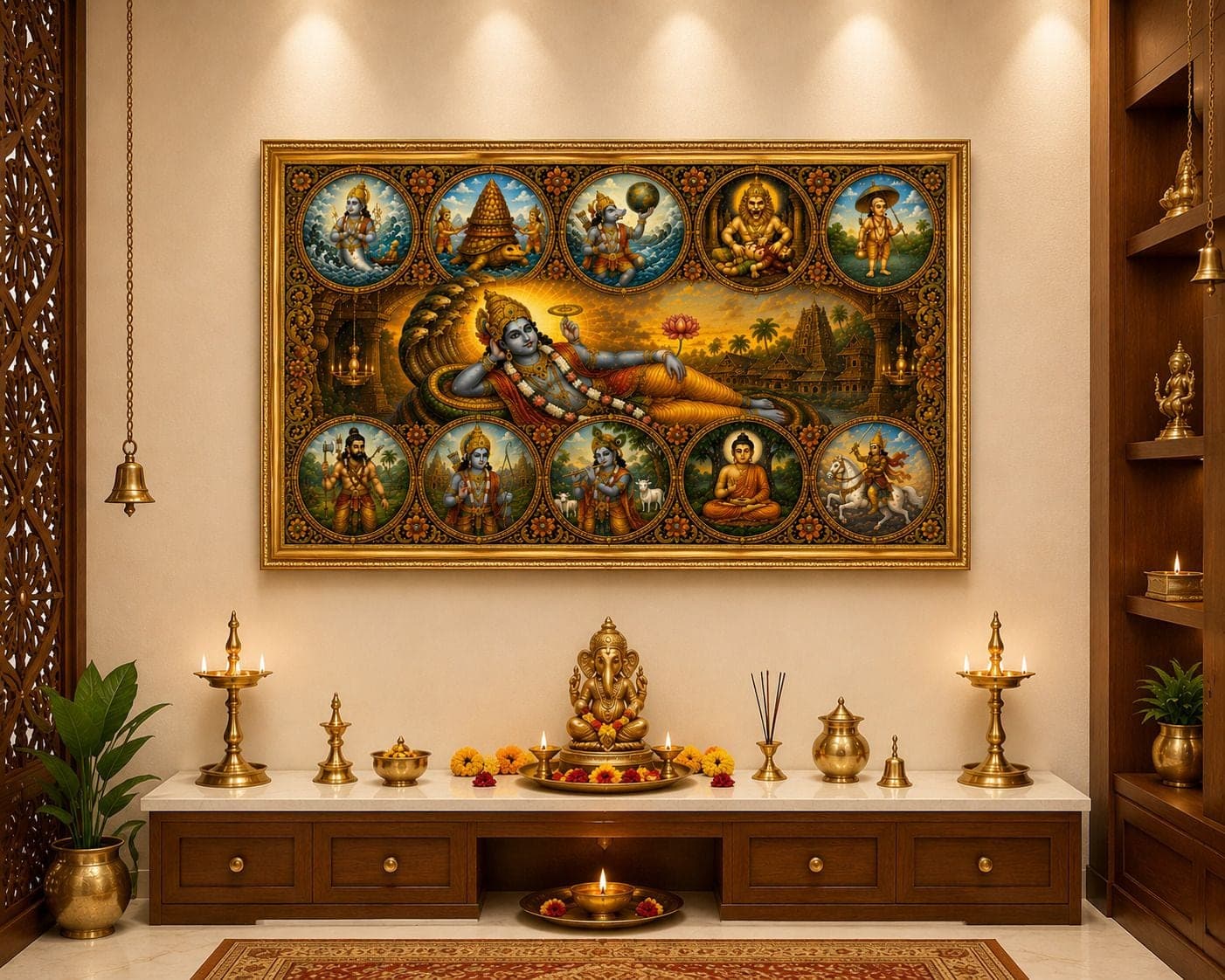 Dasavatara MDF Sublimation Photo Frame with Golden Frame — 24x19 cm (2)