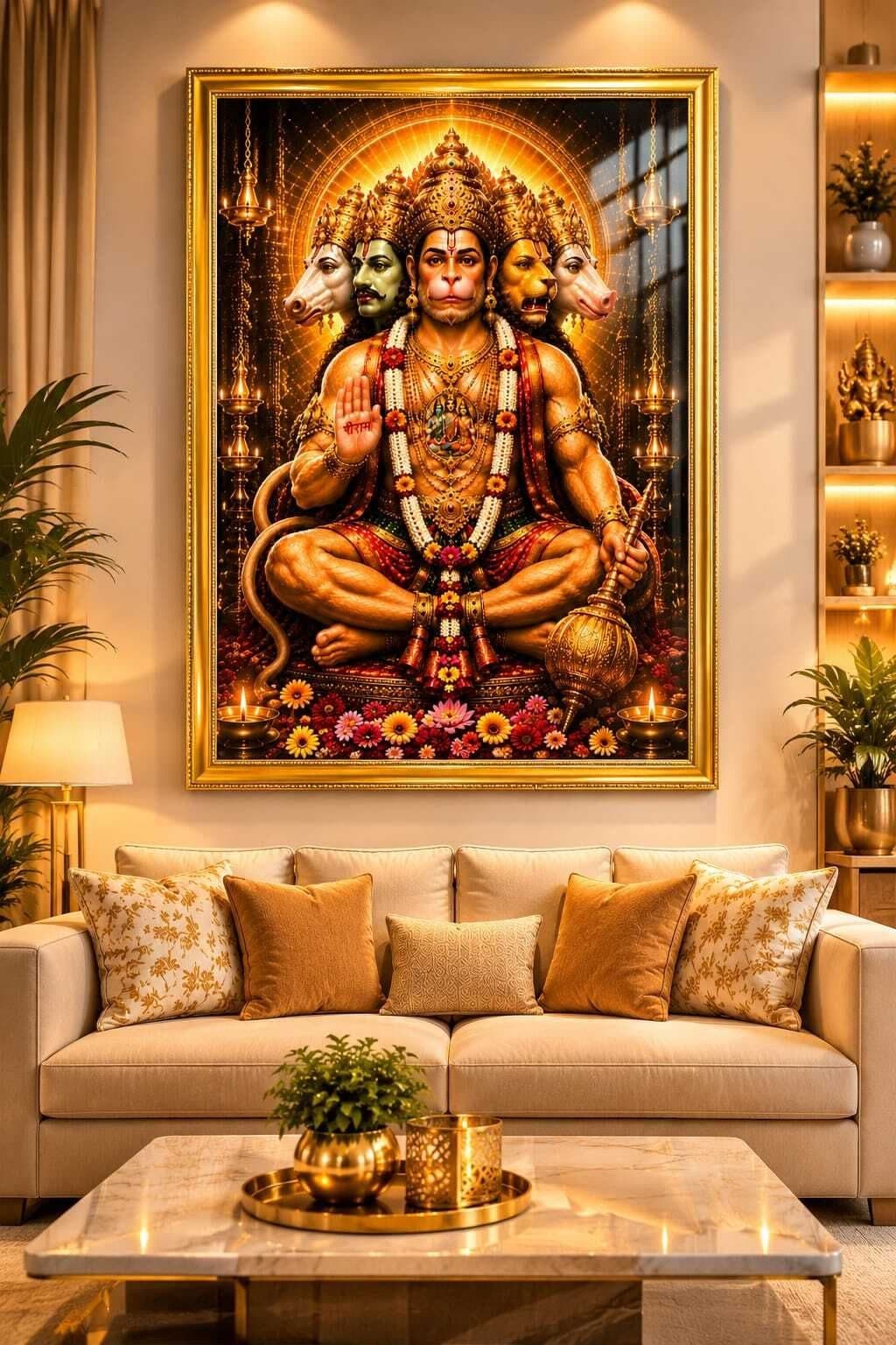 Panchmukhi Hanuman Ji Wall Frame mdf 12x18 Inch — 18x12 inch