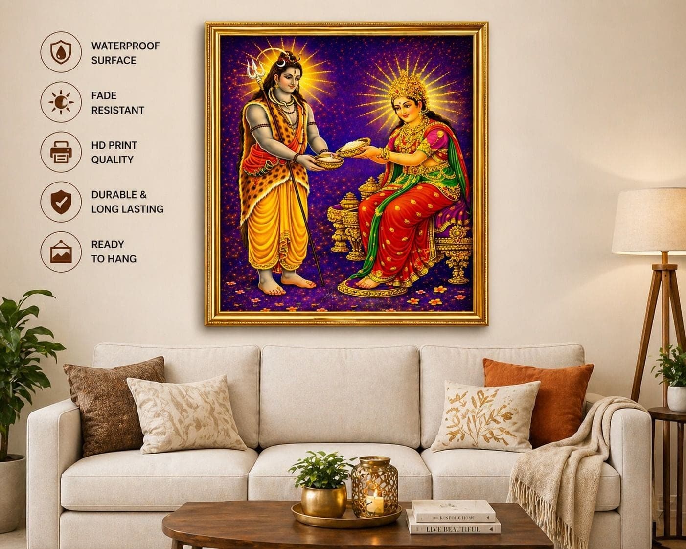 Shiv Annapurna Photo Frame | Sublimation Printed on MDF Living Room (12 x 18) — 46x30 cm