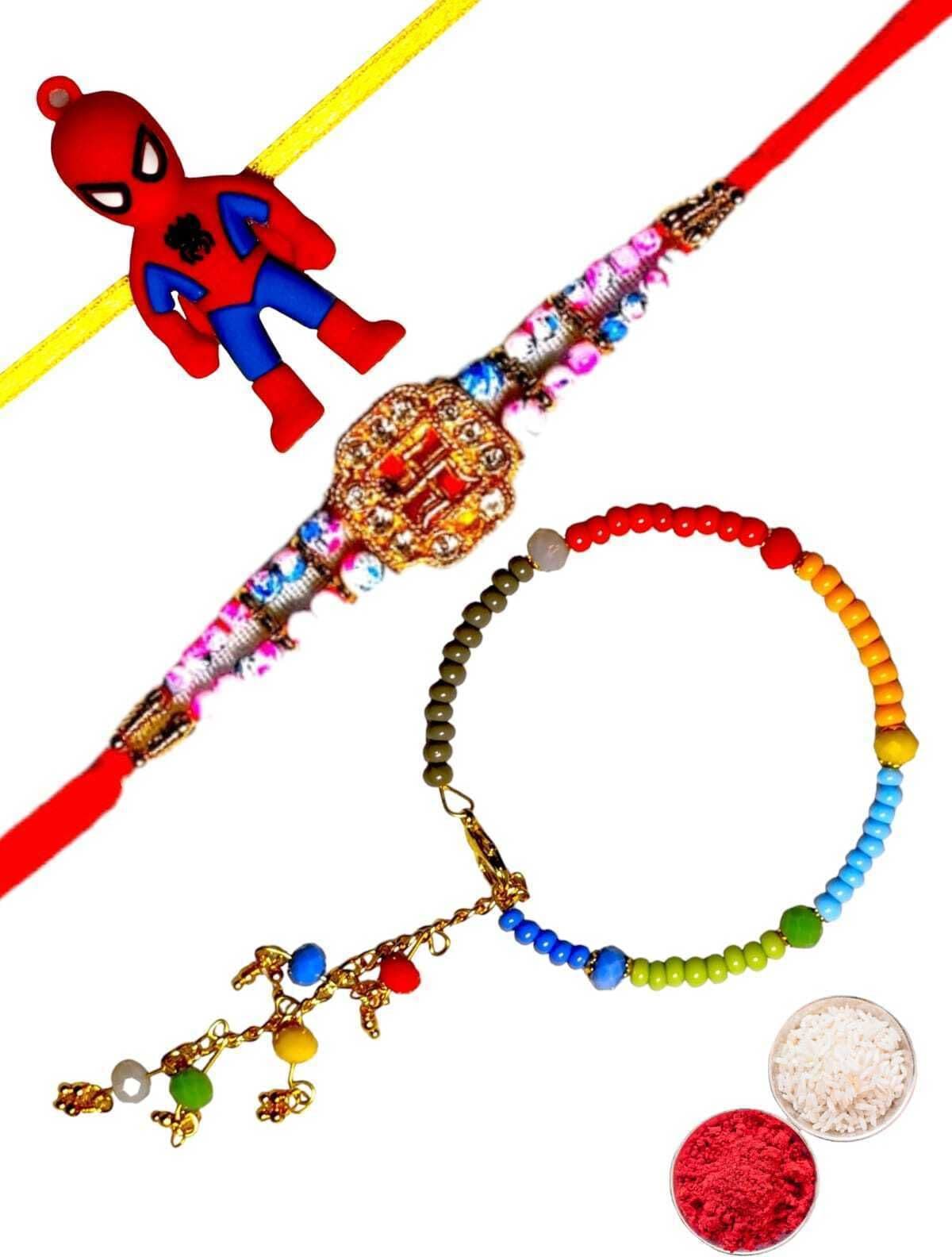 SUNINOW Bhaiya Bhabhi bbk-41 Assorted Rakhi  Set (3 rakhi)