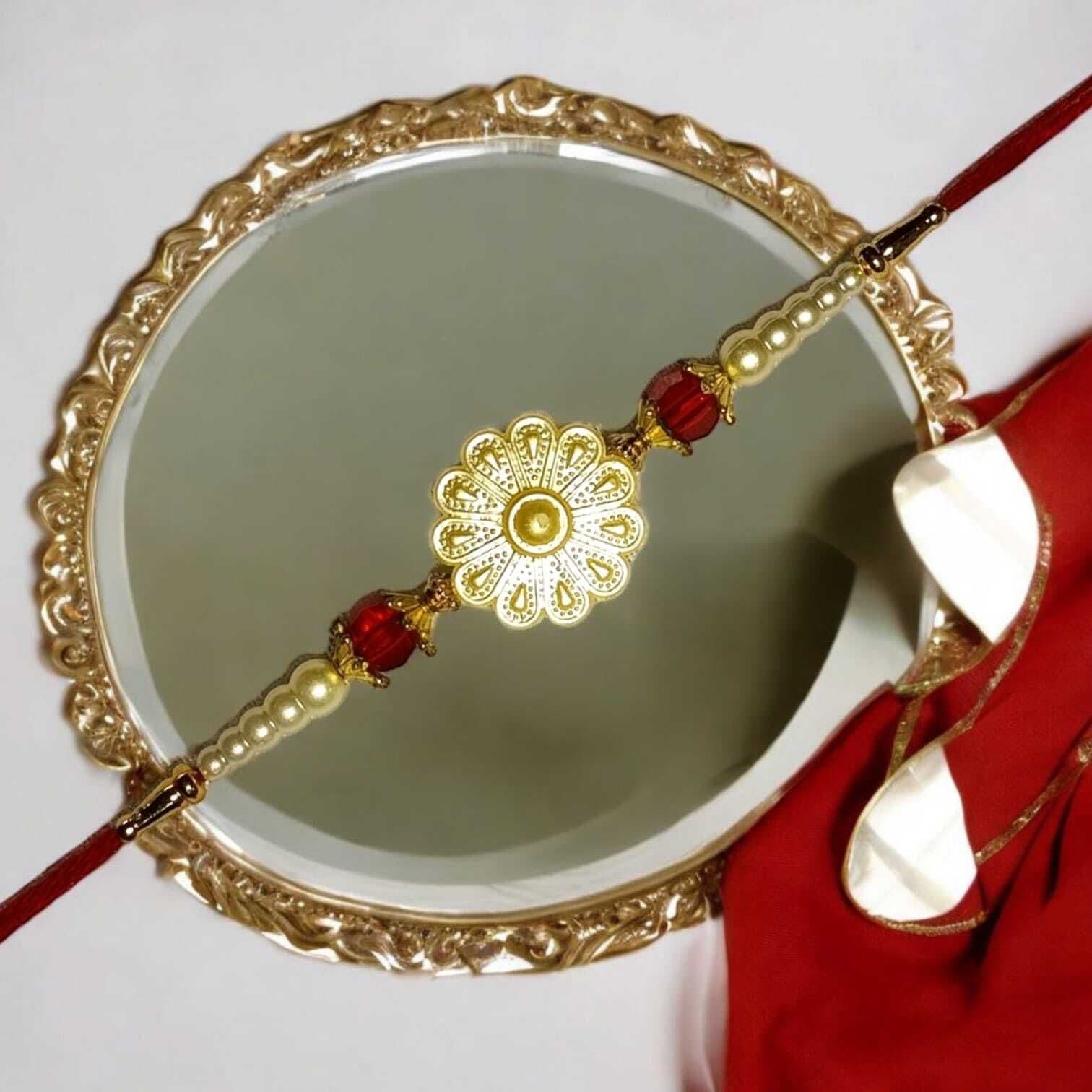 SUNINOW Designer FL-PEAR-R-01 Pearl Rakhi  Set (1 rakhi)