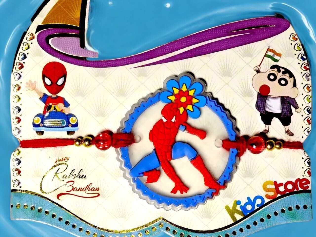 SUNINOW Bhaiya Bhabhi bbk-08-spider Pearl Rakhi  Set (1 rakhi for brother ; 1 rakhi for bhabhi ; 1 rakhi for kids)
