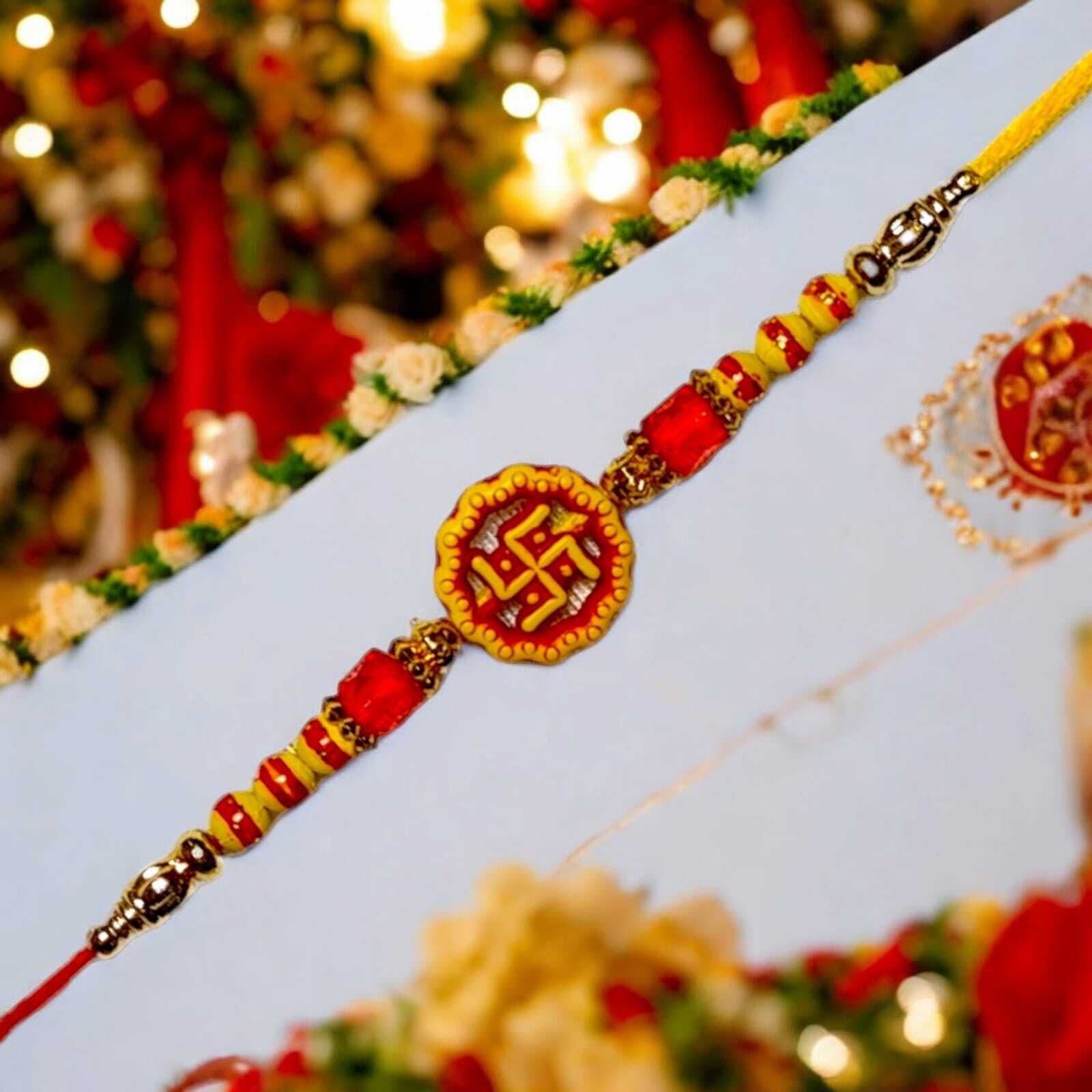 SUNINOW Religious SWASTIK-MB-04 Assorted Rakhi  Set (1 rakhi)