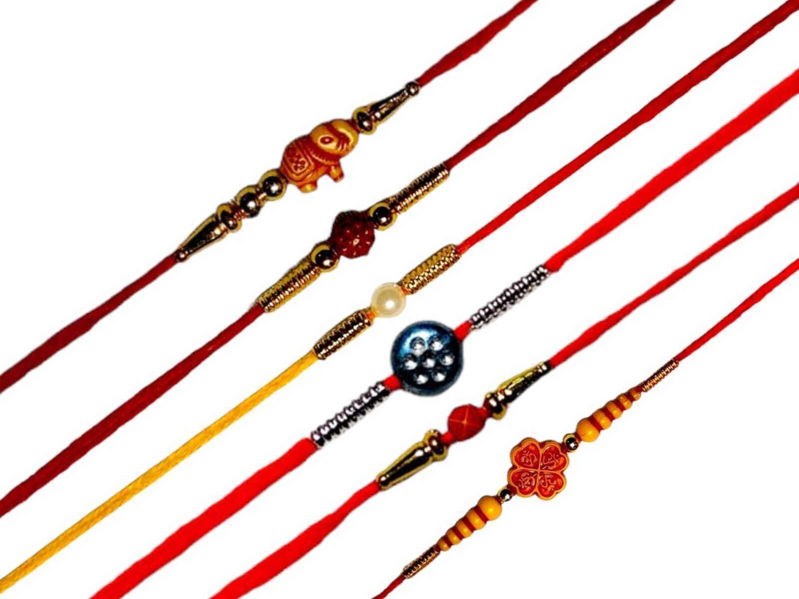 SUNINOW Designer PA-6R-01 Mauli Thread Rakhi  Set (6)
