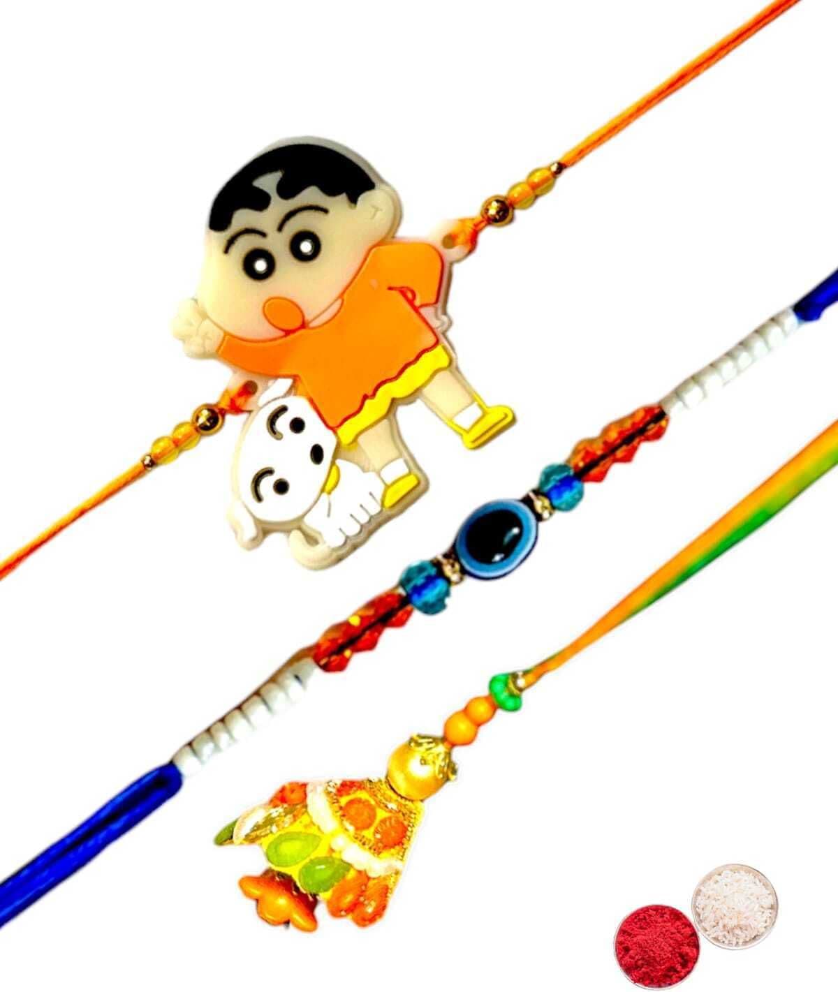 SUNINOW Bhaiya Bhabhi BBK51 Assorted Rakhi  Set (1 RAKHI FOR BROTHER, RAKHI FOR BHABHI, RAKHI FOR KIDS, ROLI)