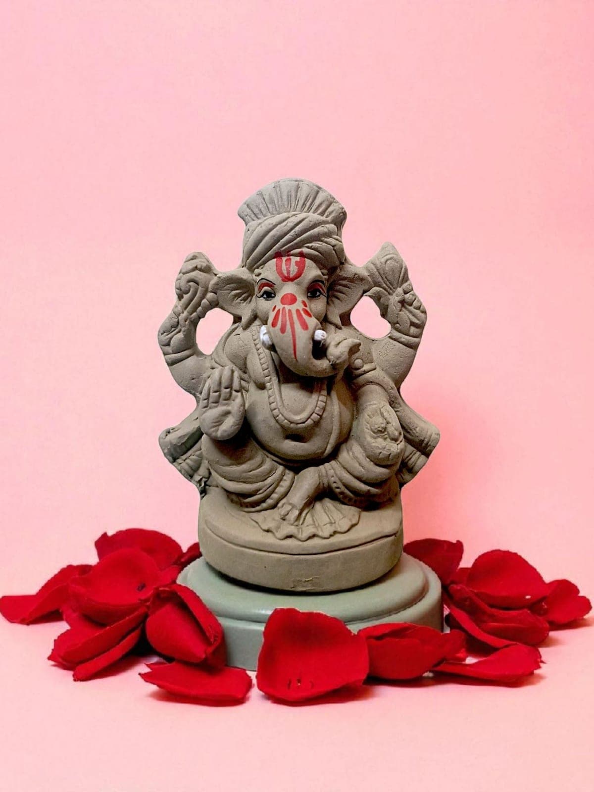Suninow Eco Friendly Clay Ganesh Idol for Ganesh Chaturthi – 4.7 Inch