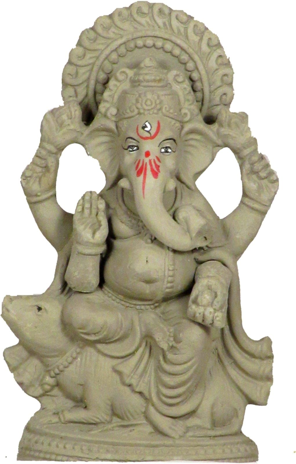 Suninow Eco Friendly Clay Ganesh Idol for Ganesh Chaturthi – 7.5 Inch (6cm Deep)