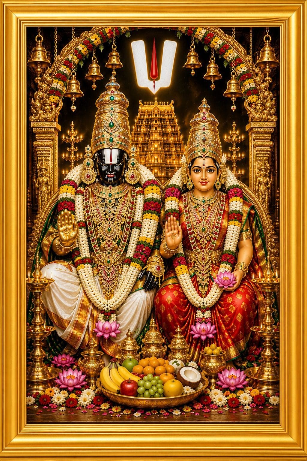 Tirupati Balaji Padmavathi Devi Religious Photo Frame — 33x24 cm