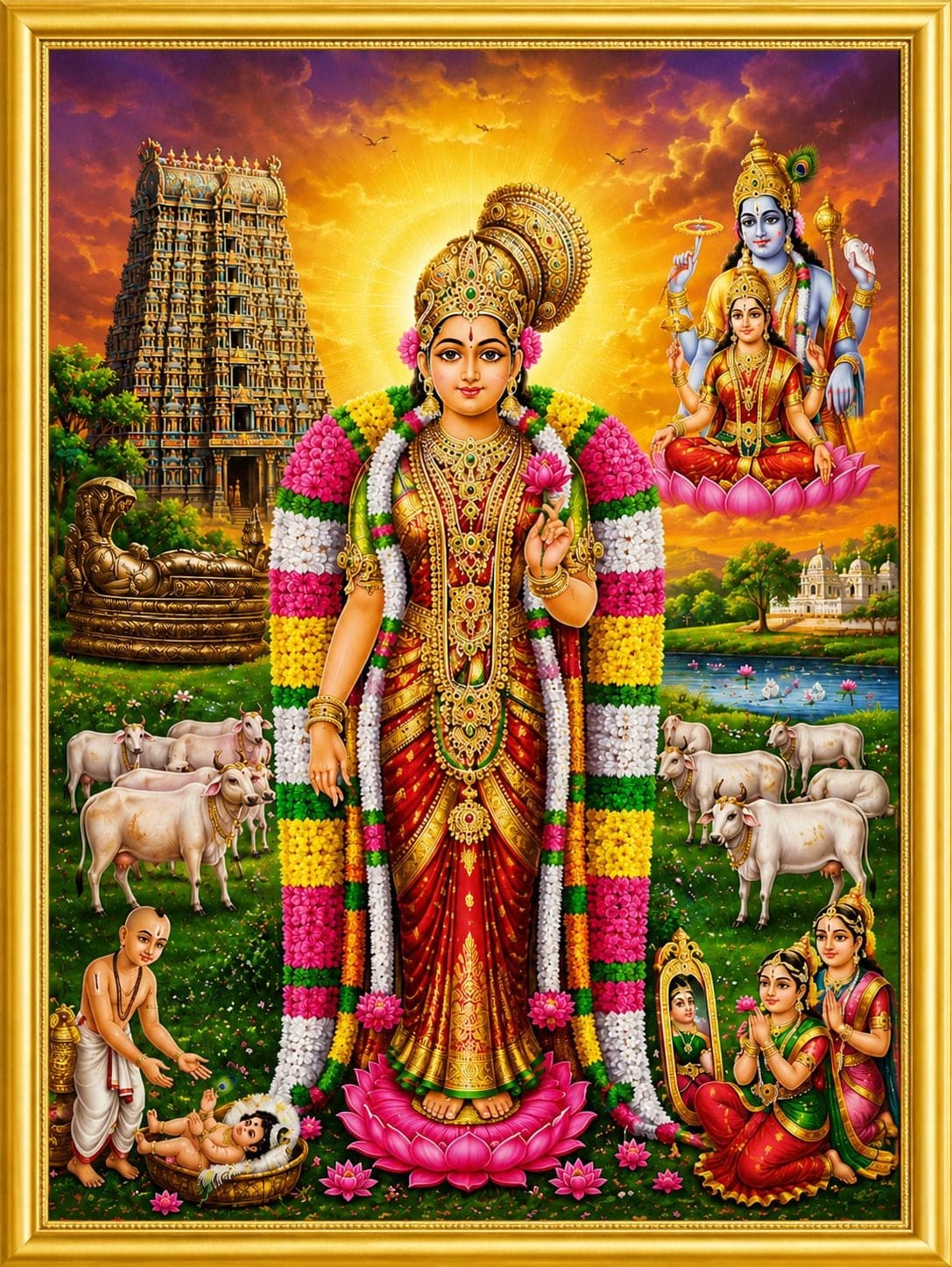 Andal Devi Goda Devi Photo Frame for Pooja Room — 24x19 cm