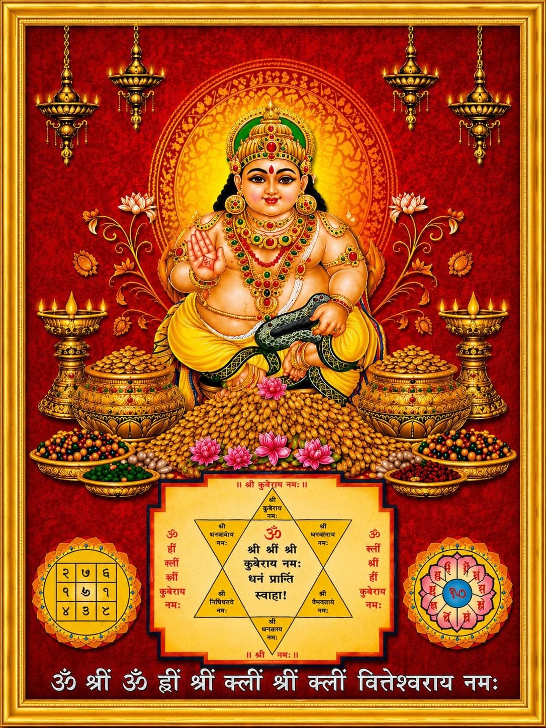 Lord Kuber Yantra Wall Photo Frame — 24x19 cm