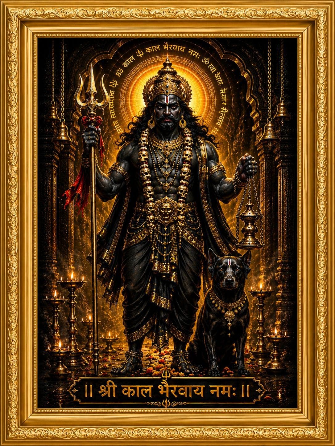 Kal Bhairav Ji Wooden Wall Hanging Religious Photo Frame (19x24 cm) — 24x19 cm