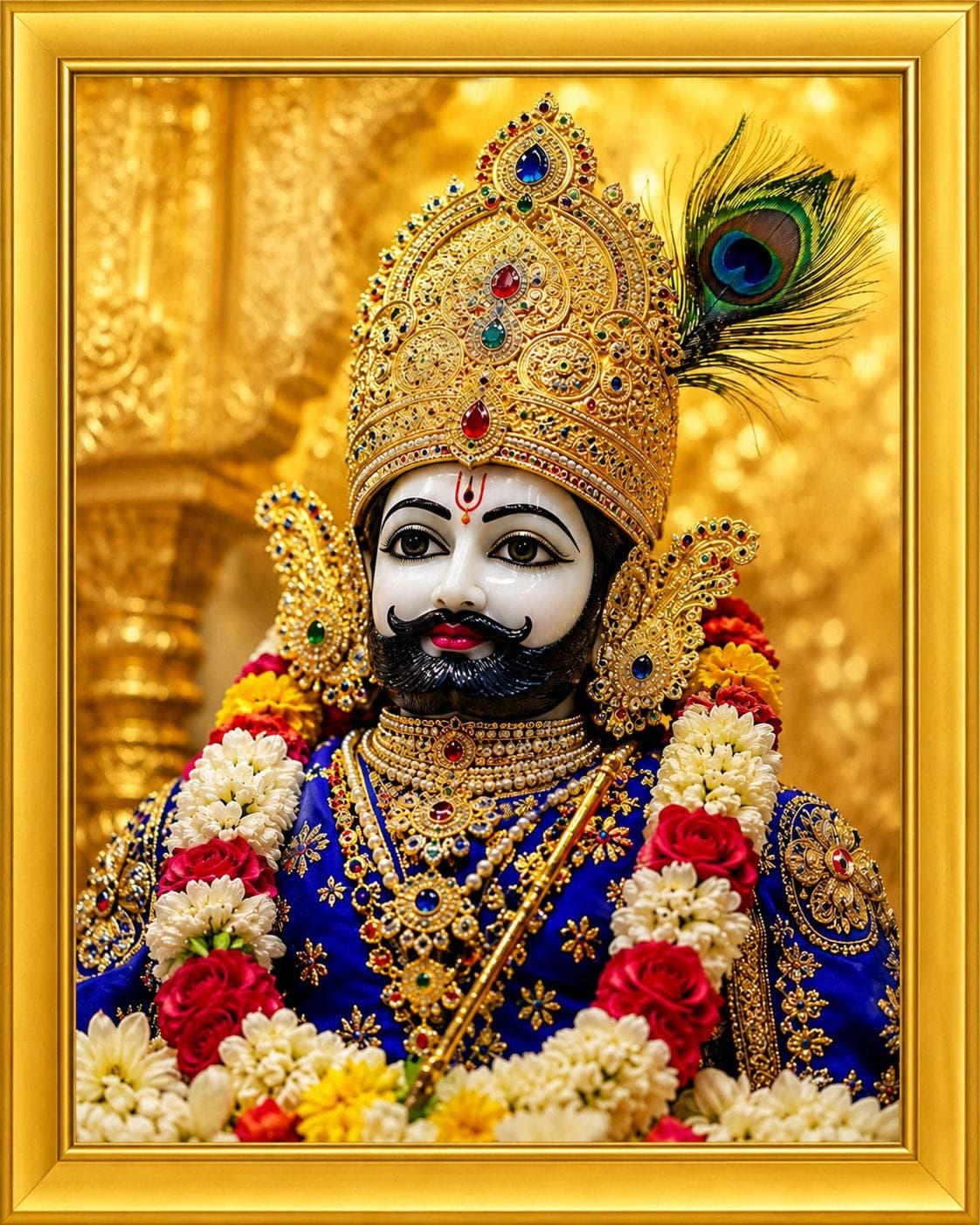 Shyam Baba MDF Sublimation Photo Frame 8x6 Inch with Golden Frame — 24x19 cm