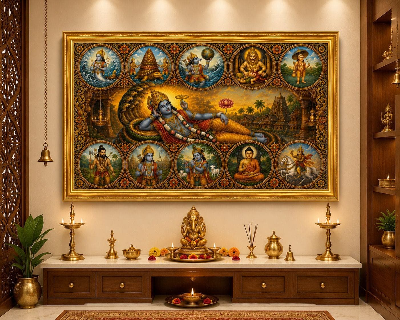 Dasavatara MDF Sublimation Photo Frame with Golden Frame — 24x19 cm (2)