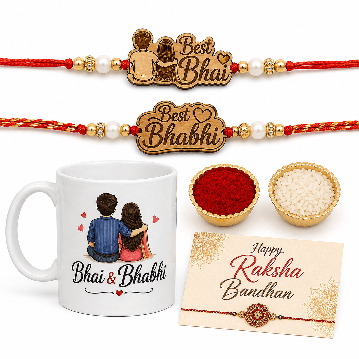 Bhai Bhabhi Rakhi Gift Set with…