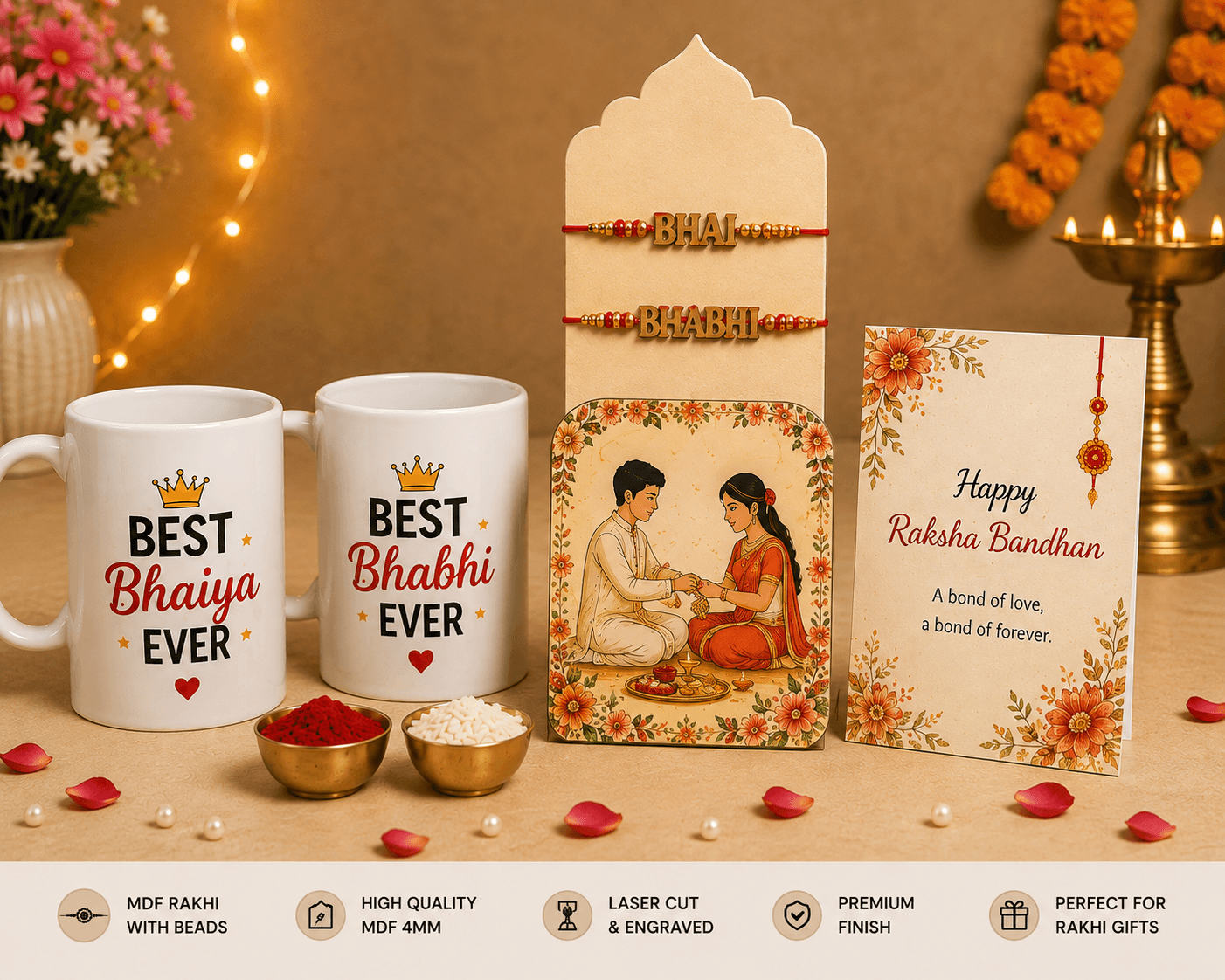Bhai Bhabhi Rakhi Gift Set with…