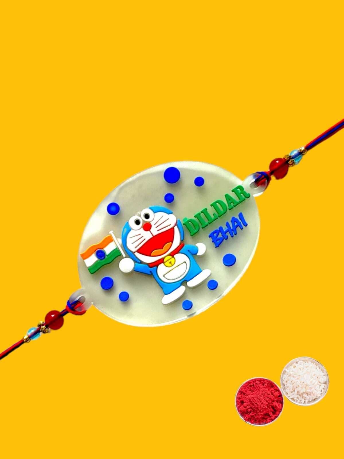SUNINOW Kids doremon-05 Plastic (PVC) Rakhi Set (1 rakhi , 1 roli , 1 chawal)