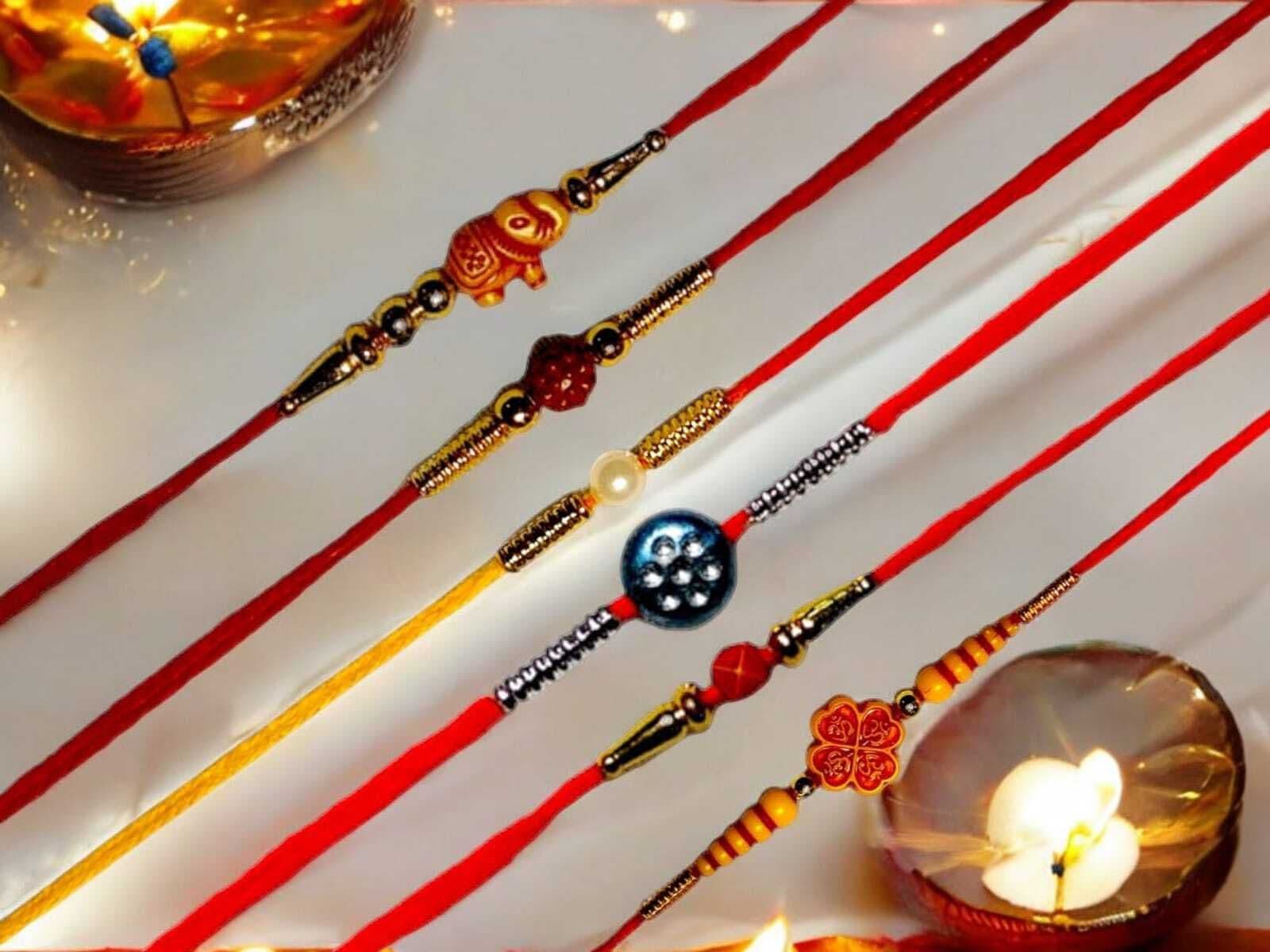 SUNINOW Designer PA-6R-01 Mauli Thread Rakhi Set (6)