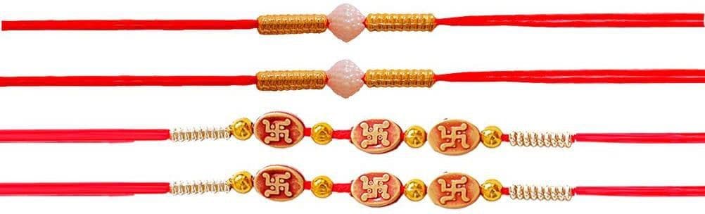 SUNINOW Bhaiya Bhabhi SRCOMBO057 Assorted Rakhi Set (4 RAKHI)