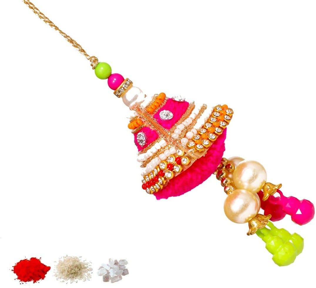SUNINOW Lumba SNDPCEL621 Assorted Rakhi Set (* Mauli Tikka, Chawal, Mishri, Chandan, 1 Fancy Lumba Rakhi)