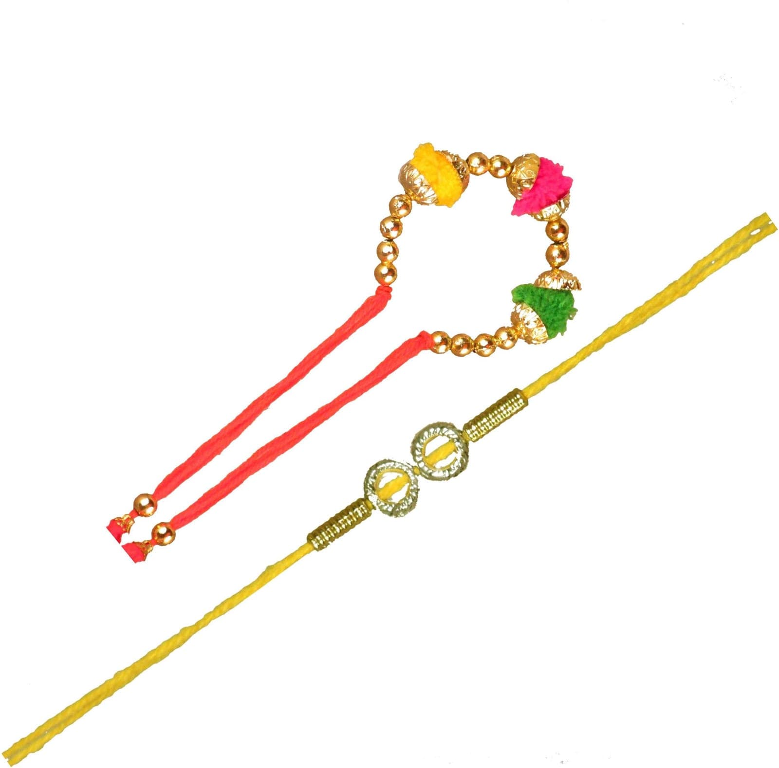 SUNINOW Religious DCREATION10015 Gold Finish Rakhi Set (1 RAKHI, 1 KADHA)