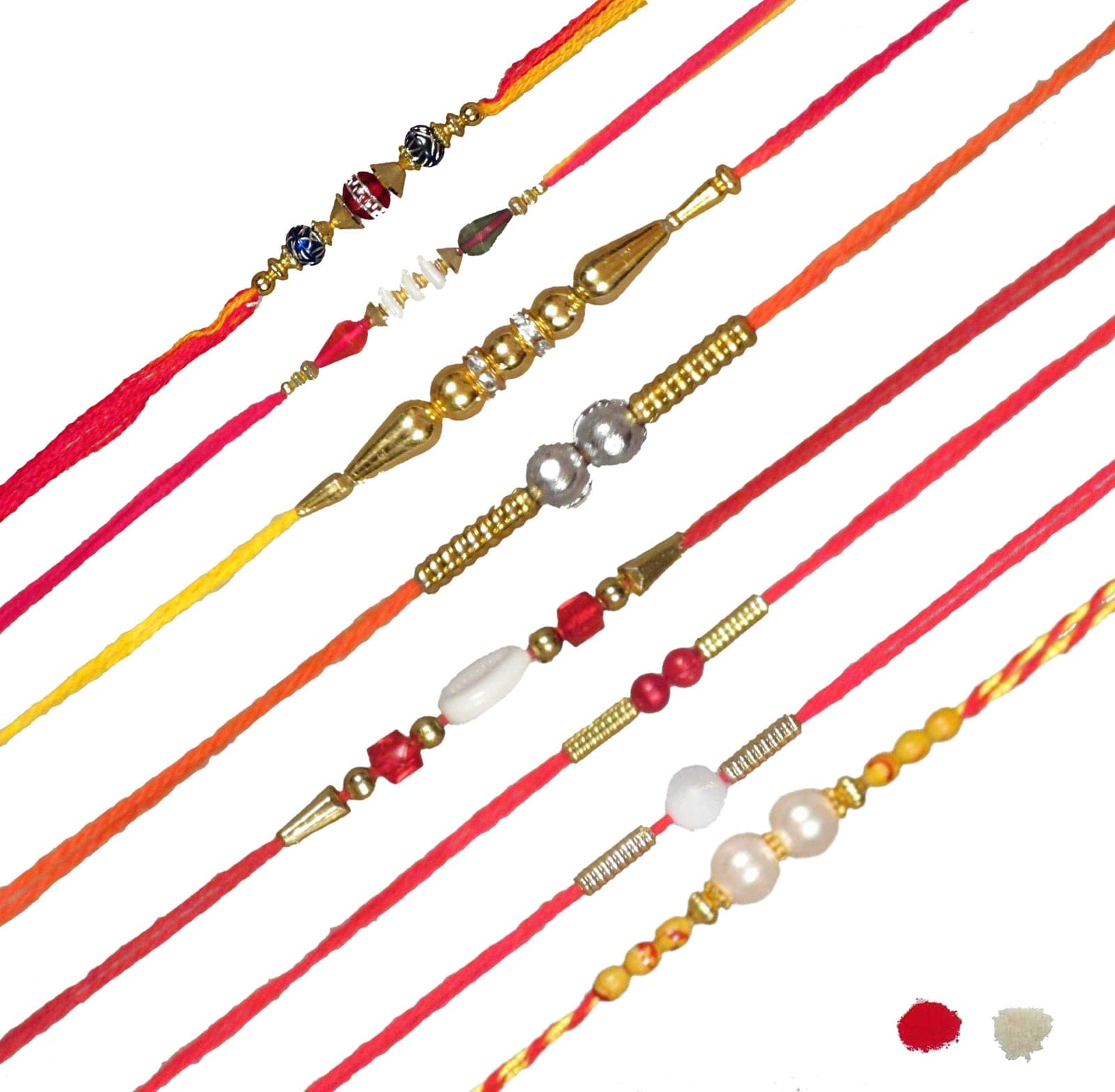 SUNINOW Thread DCREATION10322 Mauli Thread Chawal Roli Pack, Rakhi Set (8 RAKHI)
