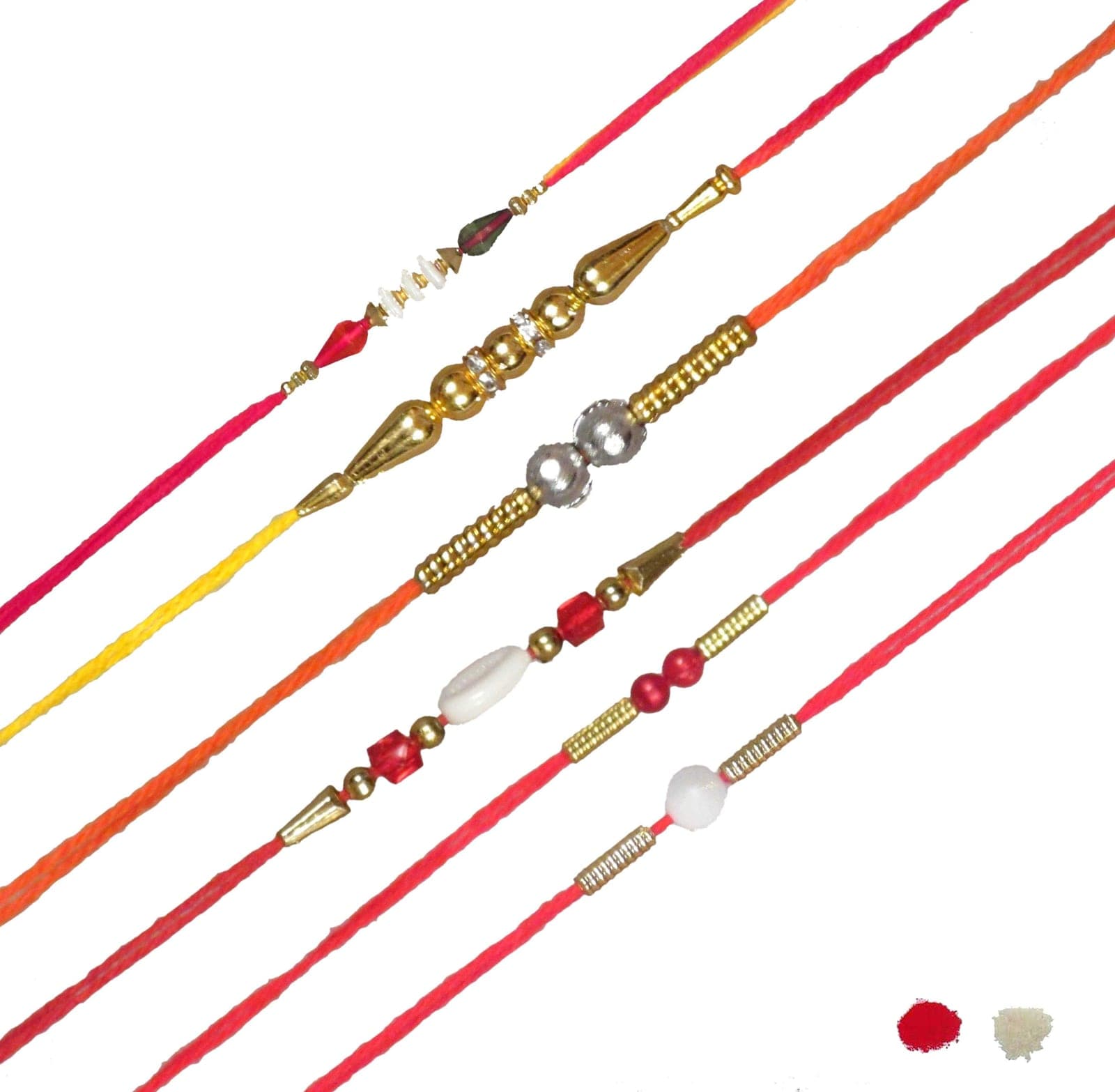 SUNINOW Thread DCREATION10324 Mauli Thread Chawal Roli Pack, Rakhi Set (6 RAKHI)
