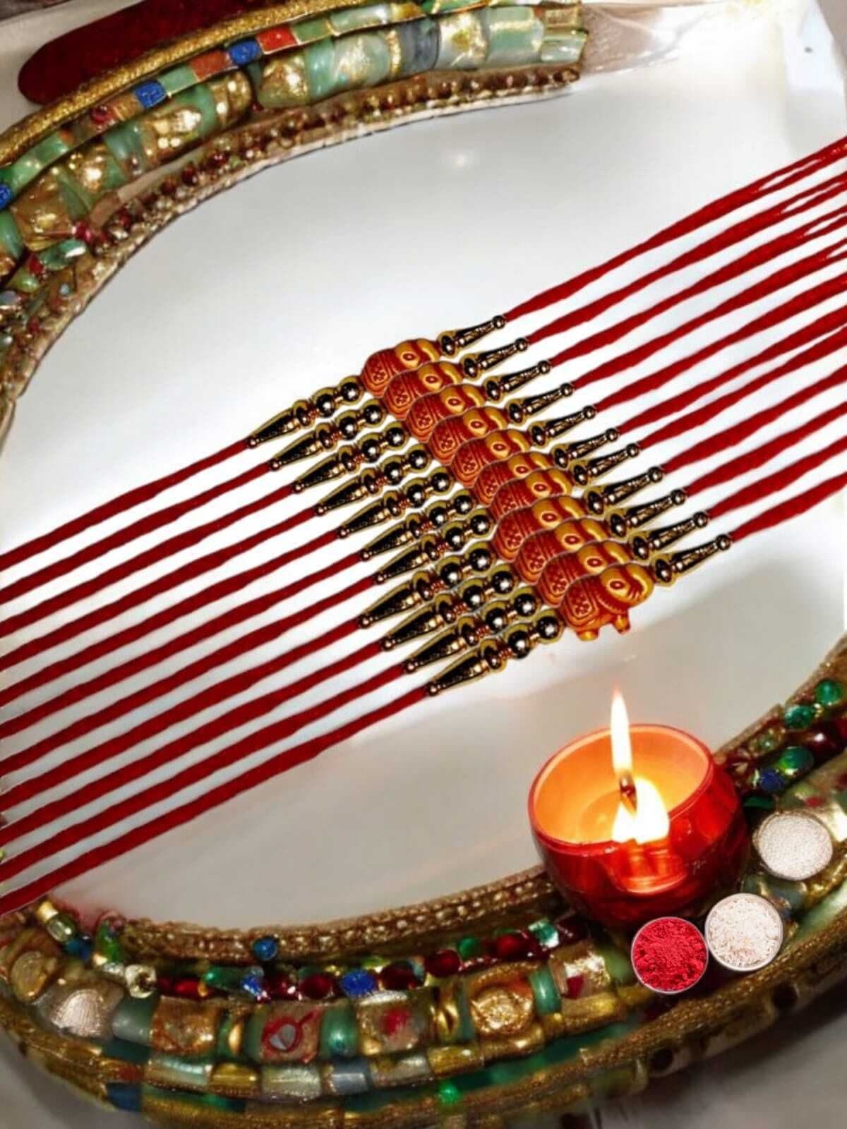 SUNINOW Designer PA-12R-01 Mauli Thread Rakhi Set (12)