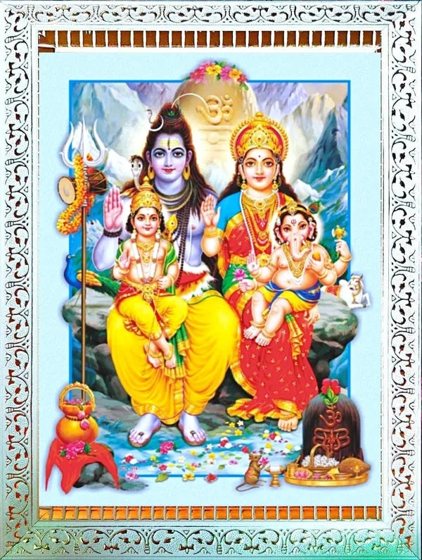 Photo & Frame SUNINOW Big size 5D Shiv Parivar   (12 x 16 inch )