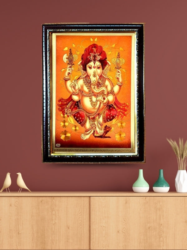 Photo & Frame Gold Foil Embossed Ganesha   (33 X 24 Cm )