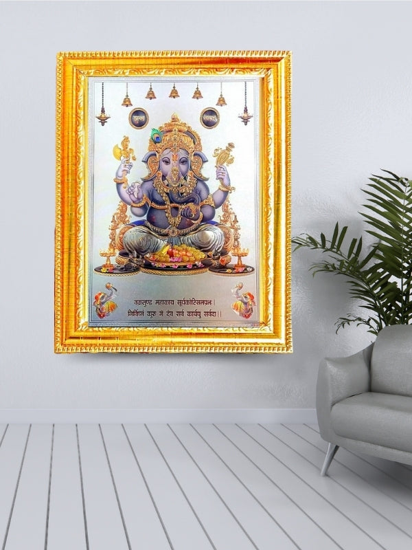 Photo & Frame Gold Foil Embossed Ganesh   ( 33 X 24 Cm )