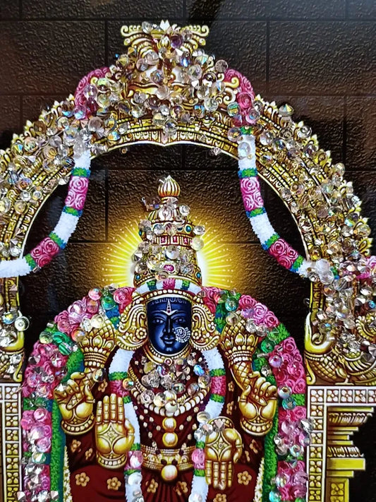 God Sri Tirupati venkateswara Swamy (Balaji) with Padmavati & Lakshmi Devi Photo Frame