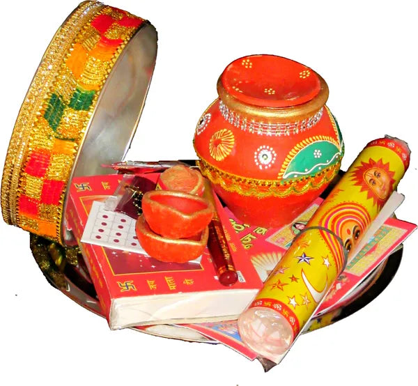 Karwa Chauth Pooja Thali Set|Karwachauth Thali Set |Karwa Chauth Thali Terracotta (21 Pieces, Multicolor)