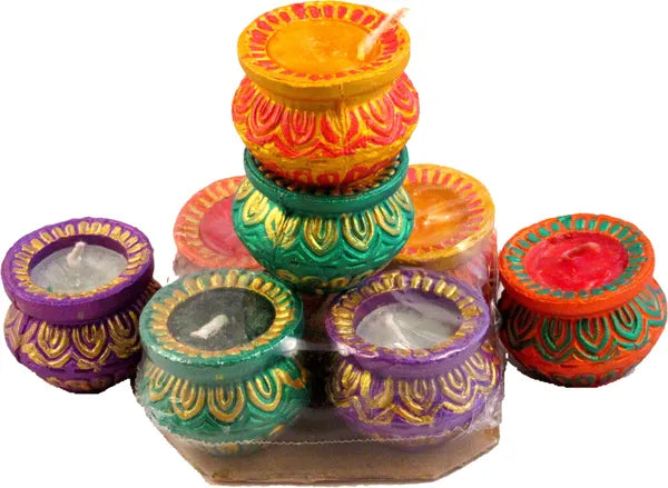 Clay / Terracota Matki Table Diya Set |Diya For Diwali | Diya For Pooja Terracotta (Pack Of 8) Table Diya Set (Height: 4 Inch)